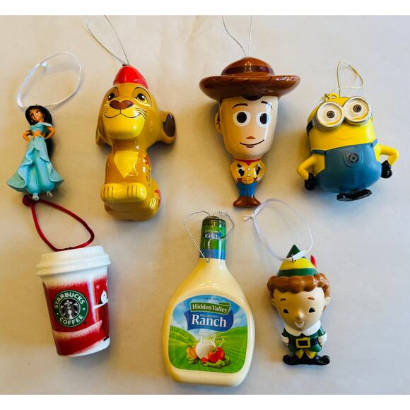 Unknown Other - Lot of 7 Asst Christmas Ornaments Pixar Toy Story Starbucks Disney Elf Minions